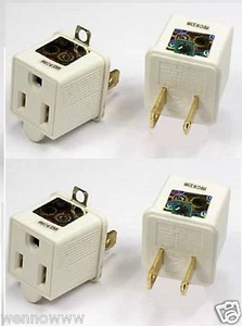 Adaptador de conexión a tierra de toma de corriente alterna de 2 clavijas a 3 clavijas enchufe de grifo conectado a tierra UL 4 piezas - Imagen 1 de 1