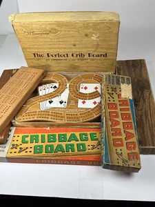 (Lot Of 6) VTG Cribbage Board Game With Pegs Ephemera Clubs Lodge Cabin See All - Picture 1 of 24