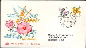 1970 Australia Sturt's Desert Rose & Wattle Set Of 2 Royal Addressed FDC, VGC - Bild 1 von 1