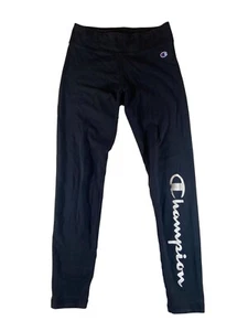 Champion Authentic Athleticwear Youth Leggings Size S Black Classic Script Log - Picture 1 of 5