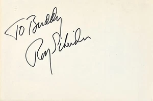 CARTA INDICE firmata ROY SCHEIDER autografata 4"x 6" The French Connection JAWS JSA - Foto 1 di 8
