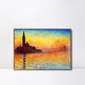 Framed Canvas Print San Giorgio Maggiore at Dusk (1908) by Claude Monet 20"x28" - Picture 1 of 7