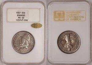 1937 Roanoke NGC MS63 Gen 3 GOLD CAC Fatty Toned - Picture 1 of 10