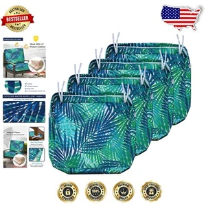 Durable 20x18 Waterproof Patio Chair Cushion Covers – 4 Pack Floral Design - Picture 1 of 11