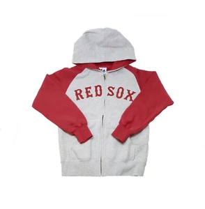 Majestic Boston Red Sox Youth Big Kids Boy Girl Children Zip Fleece Gray Hoodie - Picture 1 of 2