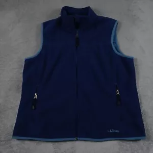 LL Bean Vest Womens Large Blue Fleece Full Zip Pockets Logo Outdoor - Picture 1 of 10