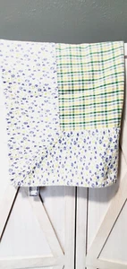 Vtg April Cornell Tablecloth Plaid Green Purple Yellow Floral Square 47" X 47"  - Picture 1 of 6