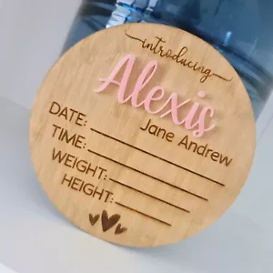 Wooden Birth announcement plaque 3D with acrylic name | Hospital Sign | Baby - Picture 1 of 8
