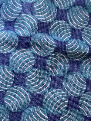 Royal Blue Circles Pink Etch on Navy Blue VTG Quilting Treasures Cranston .5Y - Image 1 of 4