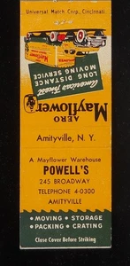 OLD TRUCK anni '50 Powell's Mayflower Warehouse Aero Mayflower Moving Amityville NY - Foto 1 di 2