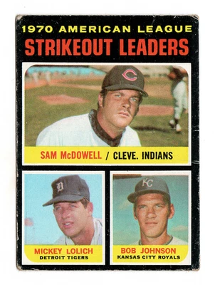 1971 Topps #71 AL Strikeout Leaders McDowell, Lolich, Johnson - Image 1 of 2