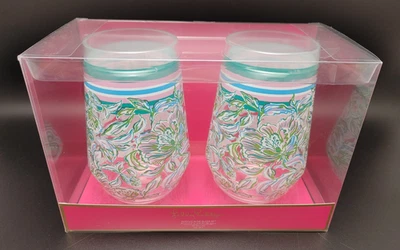 Lilly Pulitzer CHICK MAGNET Acrylic Wine Glass Set Of 2 Floral Design 22 Ounce - Image 1 of 4