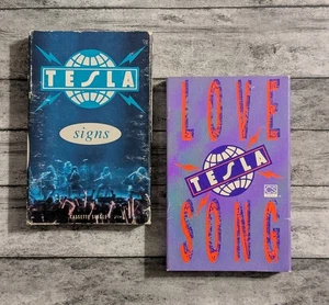 Tesla Cassette Tape Singles - Signs & Love Songs - Geffen Sacramento Hard Rock - Picture 1 of 7