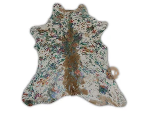 Calfskin with Flowers Print Size 3ft x 2.5ft - Premium Quality Calf Hide - Picture 1 of 3