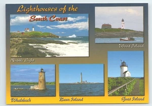 Postcard 5 Lighthouses of the South Coast Maine Multi View Nubble Whaleback Boon - Picture 1 of 3