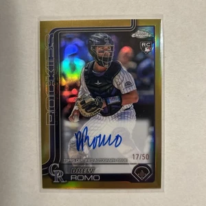 Drew Romo 2025 Topps Chrome RC Gold /50 Rookie AUTO #RA-DRR Rockies - Picture 1 of 2