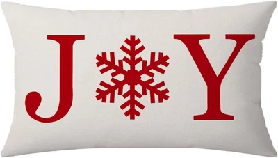 Christmas Decor Throw Pillow Cover Holiday Decor Plaids Joy Cuhion Cover Case fo - Image 1 of 4