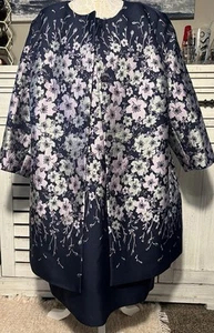 Talbots Etuikleid mit Mantel blau lavendel grau Blumen ärmellos 22W - Bild 1 von 20