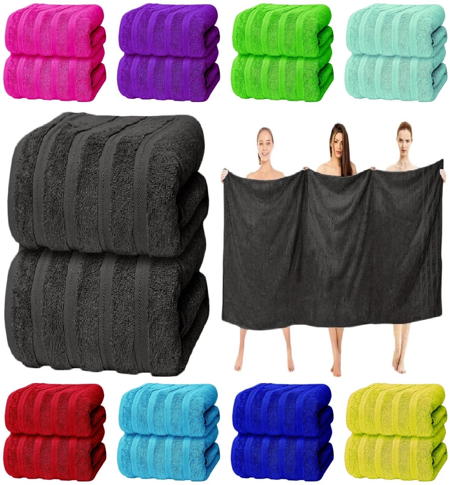 2 X Big Super Jumbo Bath Sheets 100x200 cm Egyptian Cotton Soft XXL Bath Towels - Image 1 of 1