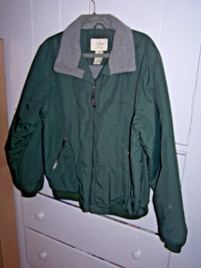 ll bean jacket mens large green Fleece Lined - Picture 1 of 5