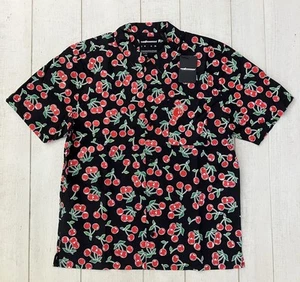 The Hundreds AOP Cherries Adam Bomb S/S Button Up Pocket Shirt L Black - Picture 1 of 9
