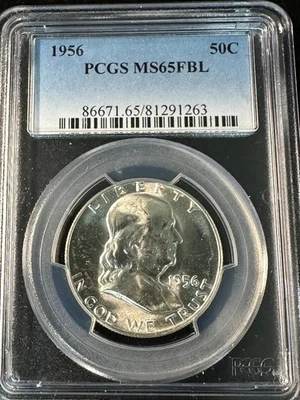 1956 Franklin Half Dollar PCGS MS65FBL   MS 65 FBL   Full Bell Lines   #1263 - Image 1 of 2