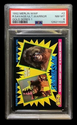 Merlin WWF #2 1992 Macho Man vs Ultimate Warrior; Gold Series PSA 8 (POP 1, 0^) Foto 1 de 4