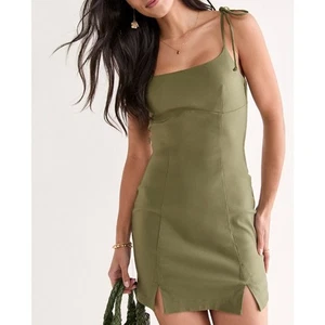 Tailliertes Minikleid mit Bindebändern neu mit Etikett grün Damengröße Large - Bild 1 von 2