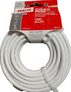 25ft Male to Male RG6 Coax Coaxial Cable White TV Antenna Satellite RCA New - Picture 1 of 4