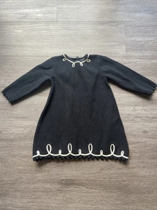 Hanna anderson Black Sweater Dress Sz 80 Embroidered Detail - Picture 1 of 11