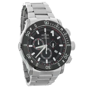 Edox Chronoffshore-1 Men's Stainless Steel Black Dial Quartz Watch 10221 3M - Picture 1 of 3