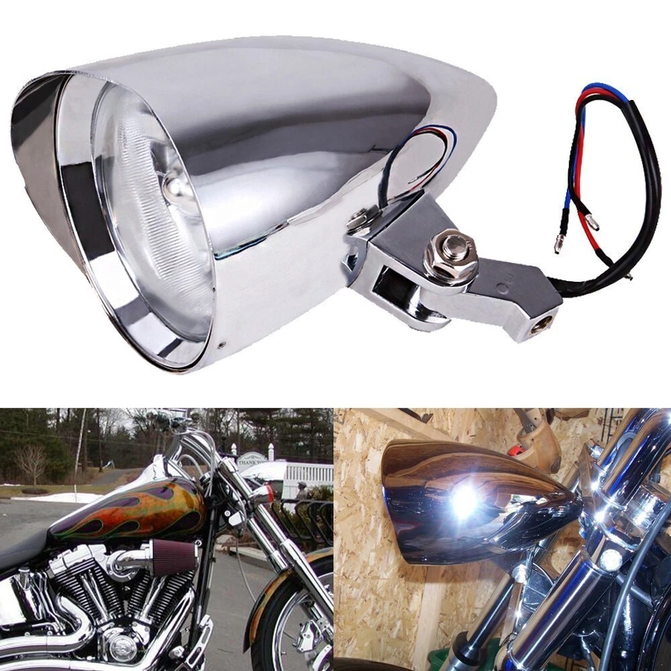 Conjunto de faros LED cromados para Harley Dyna Sportster Bobber Chopper EE. UU. Foto 1 de 4