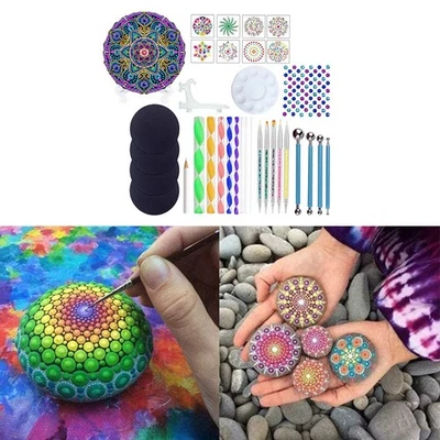 34PCS Mandala Dotting Tools Set es, Art Mandala Stencils, Acrylic Rods - Image 1 of 4