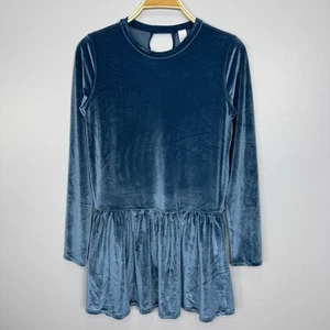 Ivivva by Lululemon Long Sleeve Tunic Top Girls Size 14 Blue Velvet Crew Neck - Picture 1 of 8