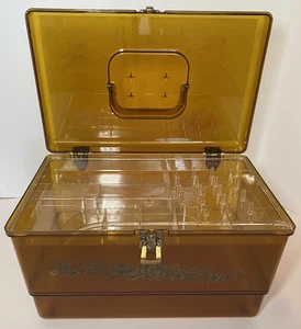 Wilson Wil-Hold Sewing Box Brown Amber Tray 123 - Picture 1 of 14