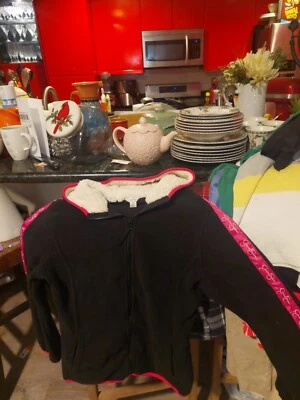 Толстовка с капюшоном Jessica Simpson Polar флисовая на молнии черная и розовая большая 15/16 - Изображение 1 из 4