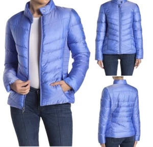 Women's X-small Via Spiga Smocked Quilted Puffer Jacket Sapphire Blue 60113V - Picture 1 of 9