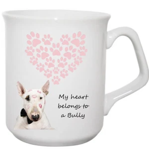 English Bull Terrier Mug gift idea my heart belongs dog Bully - Picture 1 of 1