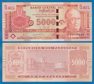 Paraguay 5000 Guaranies P 223c 2010 UNC Serie "F". 5 Mil ( P 223 c ) - Foto 1 di 1