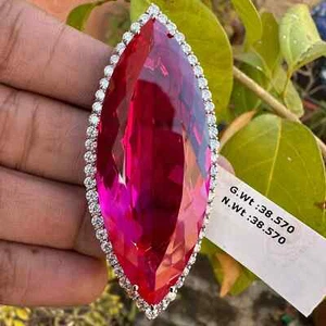 Marquise Pink Ruby 193Ct Pendant – 925 Sterling Silver Natural Gemstone Necklace - Picture 1 of 5