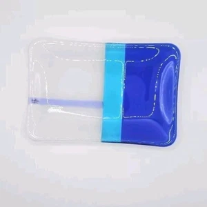 Rosenthal Studio-Line Kunst Glas Tablett 7 1/2" x 5" blau und weiß geometrisch - Bild 1 von 17