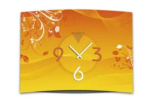 Wanduhr XXL 3D Optik Dixtime abstrakt orange Blüten 50x70 cm leises Uhrwerk GR-0 - Bild 1 von 3