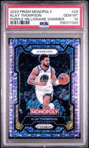 2023 Panini Prizm Monopoly Klay Thompson Purple Millionaire Shimmer /50 PSA 10 - Picture 1 of 2