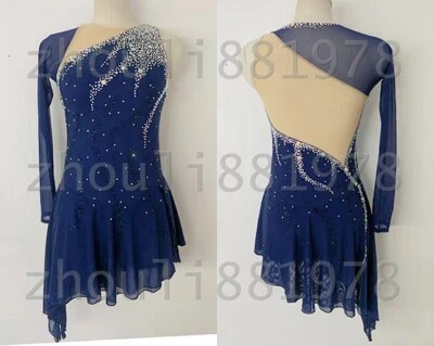 ICE DANCE WHIRLY Ice Figure Skating Dress Figure skaitng Dress For Competition navy handmade