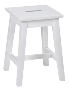 Sitzhocker Holzhocker Küchenhocker Weiß Kiefernholz massiv B 33 x H 45 cm - Bild 1 von 5