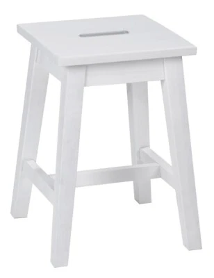 Sitzhocker Holzhocker Küchenhocker Weiß Kiefernholz massiv B 33 x H 45 cm - Bild 1 von 4
