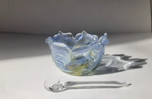 Hellblau - mundgeblasenes Borosilikatglas offenes Salzset - Bild 1 von 5