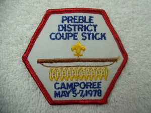 Boy Scout Patch Preble District Coup Stick Camporee May 5-7, 1978 160-33A2 - Imagen 1 de 1