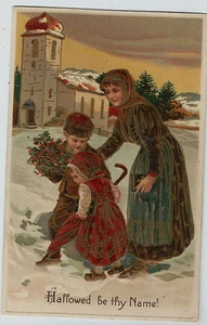 Hallowed be Thy Name PFB Gold Details Vintage Embossed Postcard - Picture 1 of 2