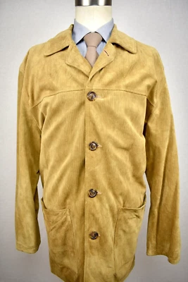 Abrigo Joseph Abboud marrón claro liso 100 % piel de vaca cinco botones talla: GRANDE Foto 1 de 4